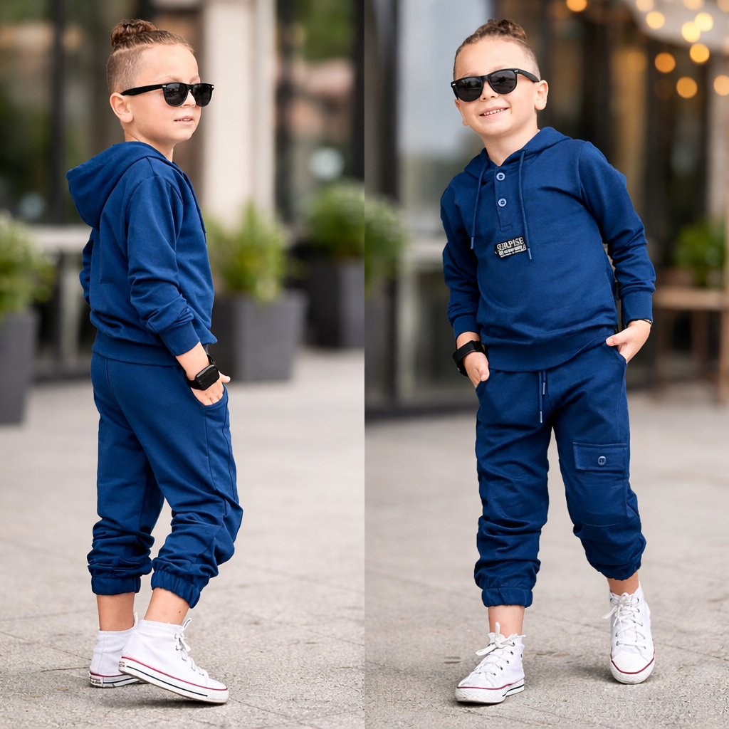 Детски спортен комплект с качулка – блуза и панталон