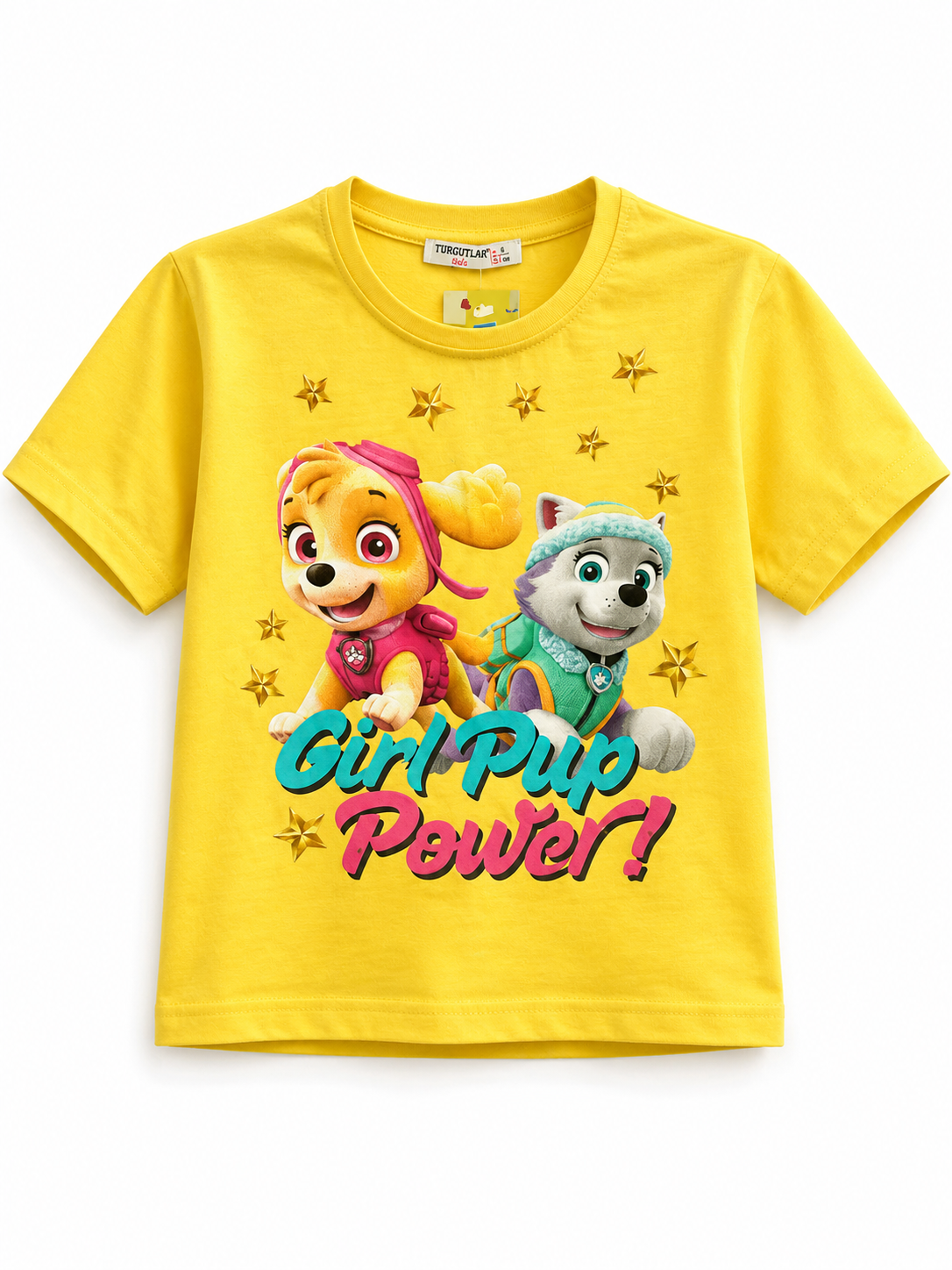 Детска тениска Girl Pup Power за момиче – жълта