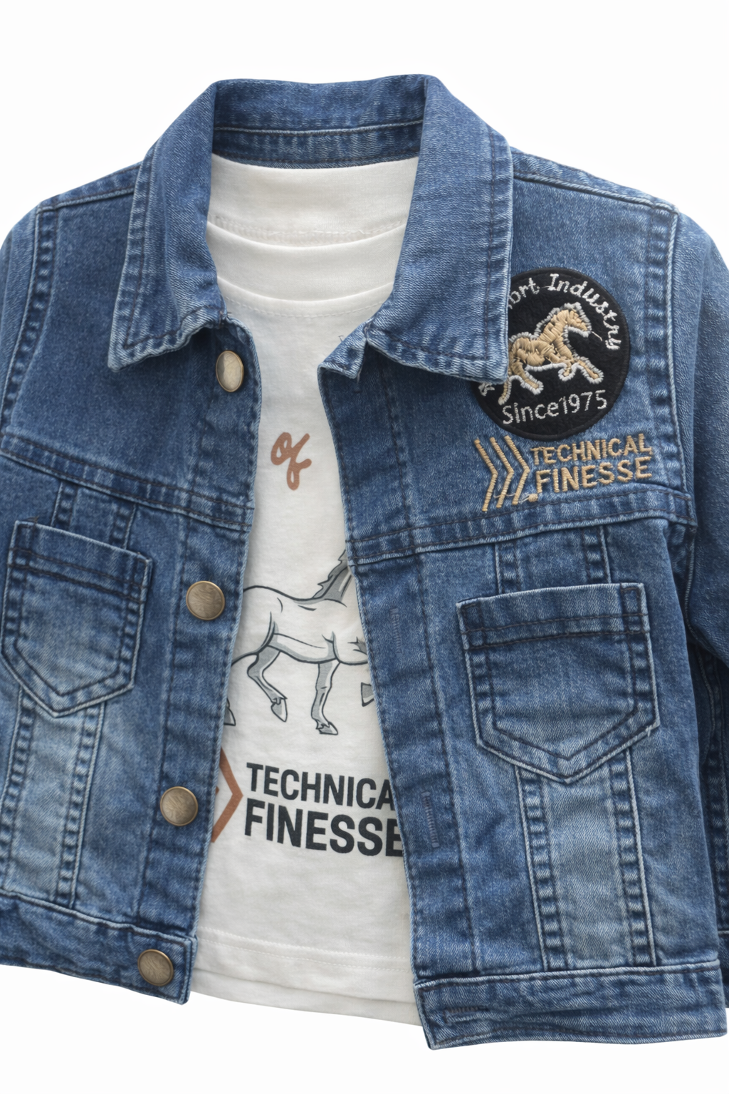 Детски комплект за момче – дънково яке, блуза и дънки