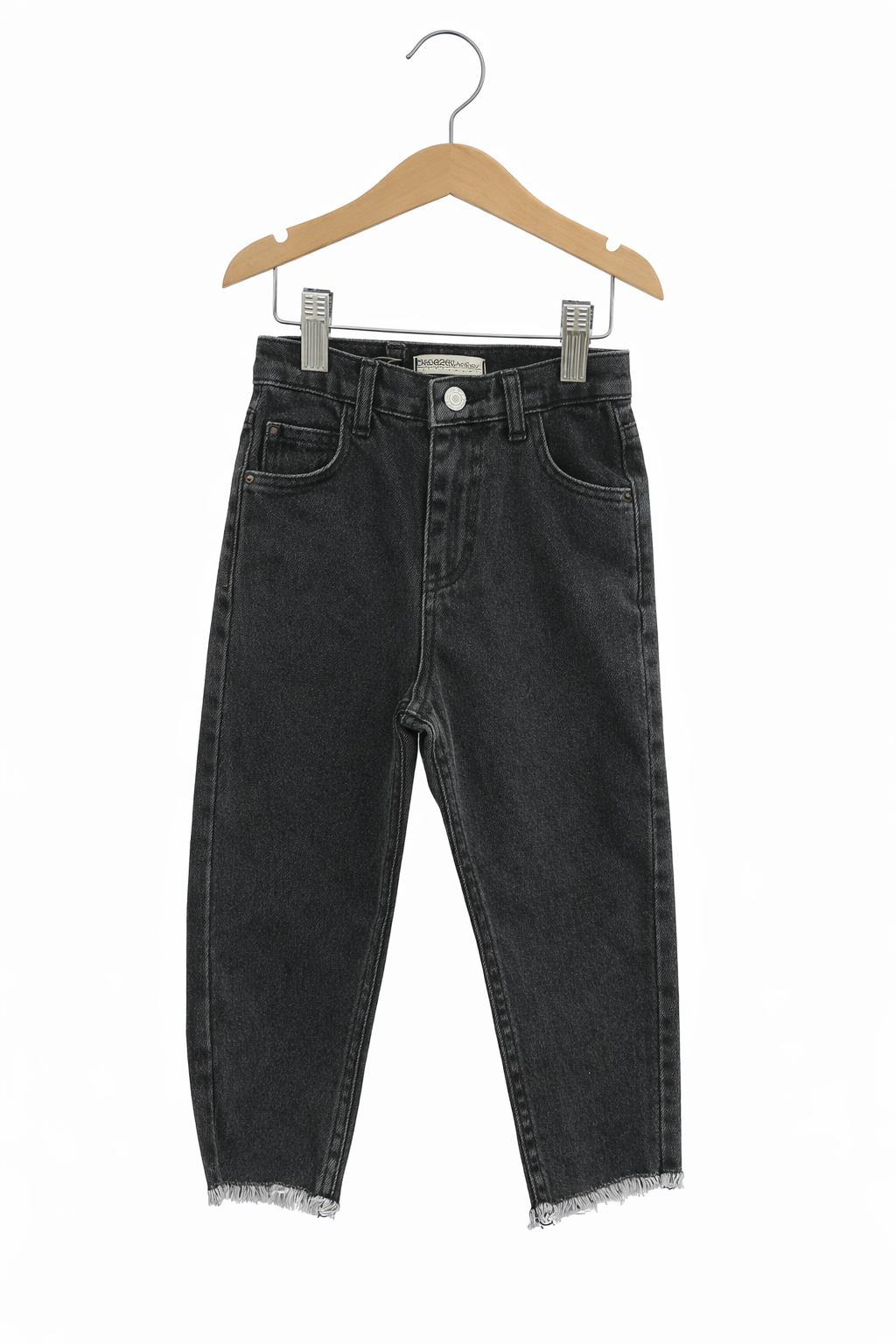 Детски дънки в тъмно сиво с необработен подгъв