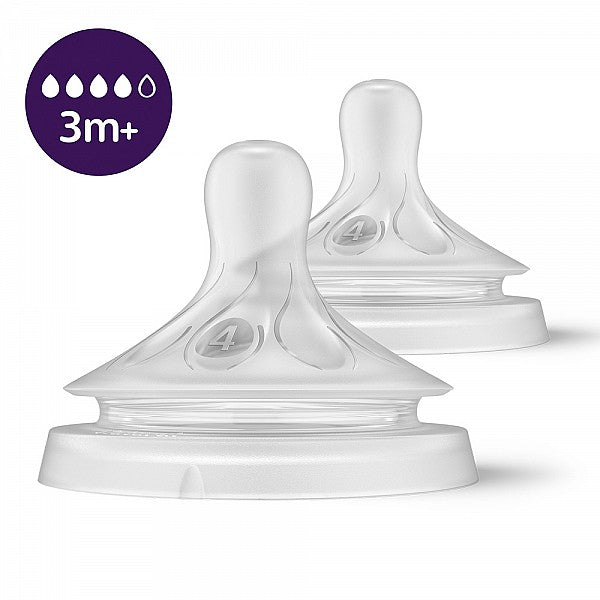 Комплект от 2 бр. Биберони без протичане Philips AVENT Natural Response SCY964/02, Поток 4, 3м+