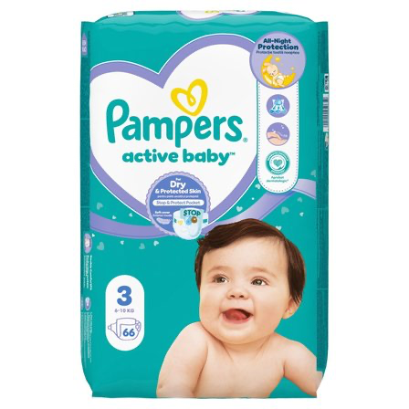 Pampers Active Baby – Размер 3 (6–10 кг), 66 бр.
