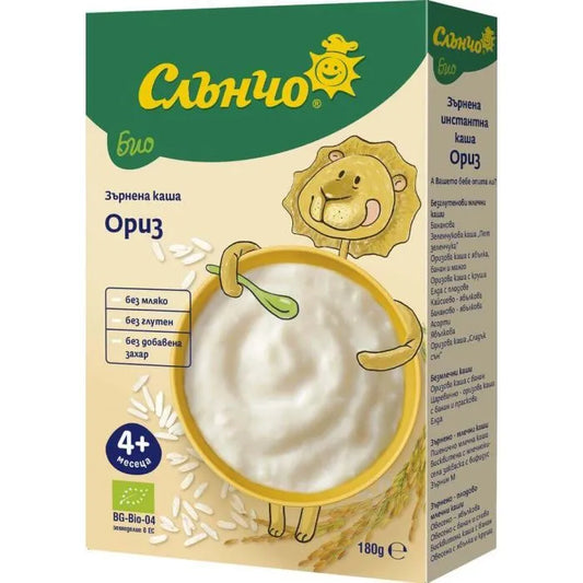 Слънчо БИО зърнена инстантна каша „Ориз“ (4+ месеца) – 180 г