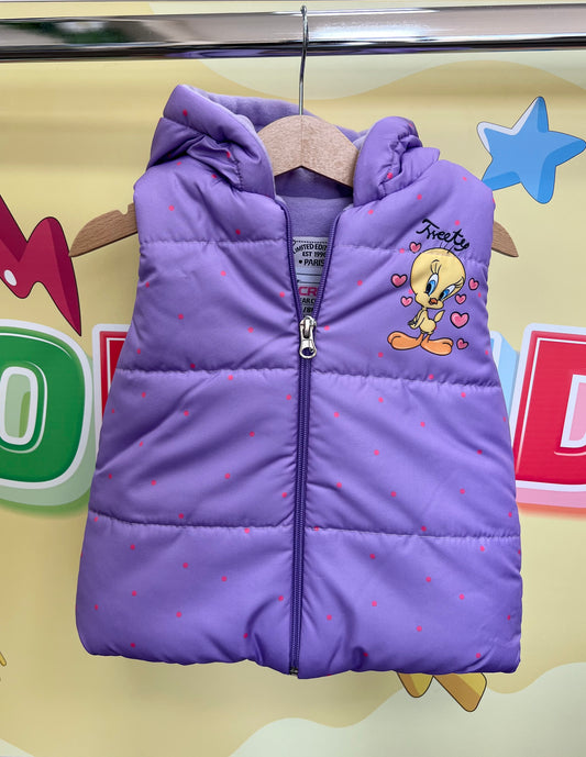 Детски елек с качулка Tweety – лилав (пролет/есен)