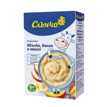 Слънчо Млечна каша ябълка, банан и манго (6+ месеца) – 200 г