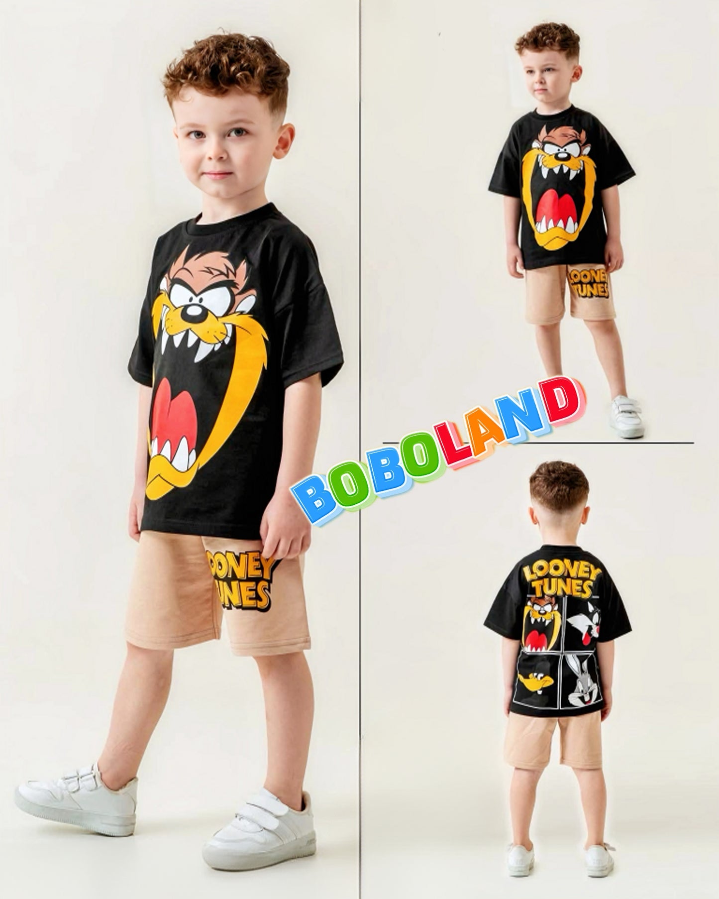 Детски комплект Looney Tunes Tasmanian Devil в черно и бежово