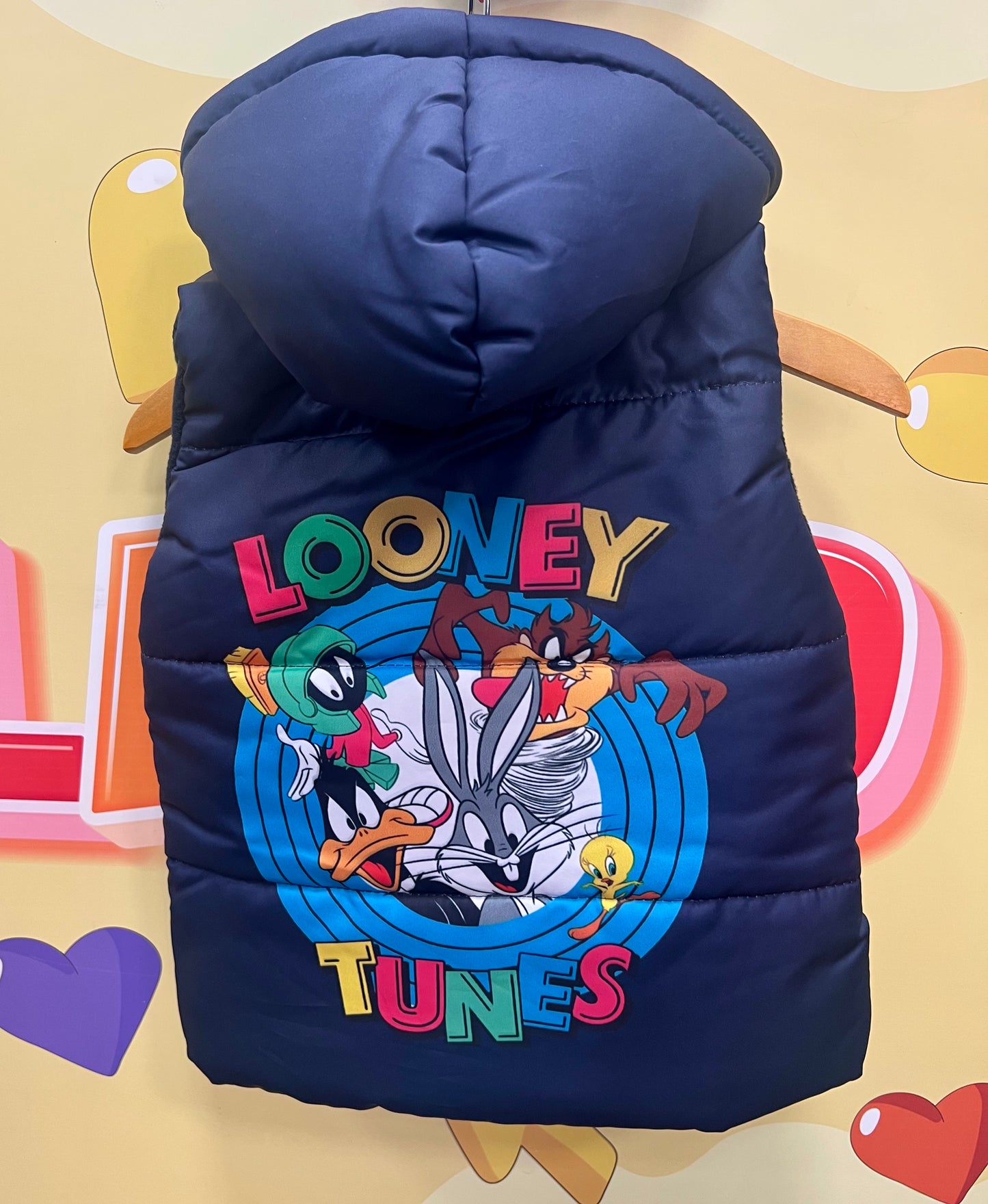 Детски елек Looney Tunes с качулка – син, лек и удобен, пролет/есен