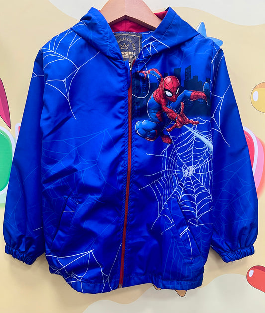 Детско яке Spiderman – синьо с качулка