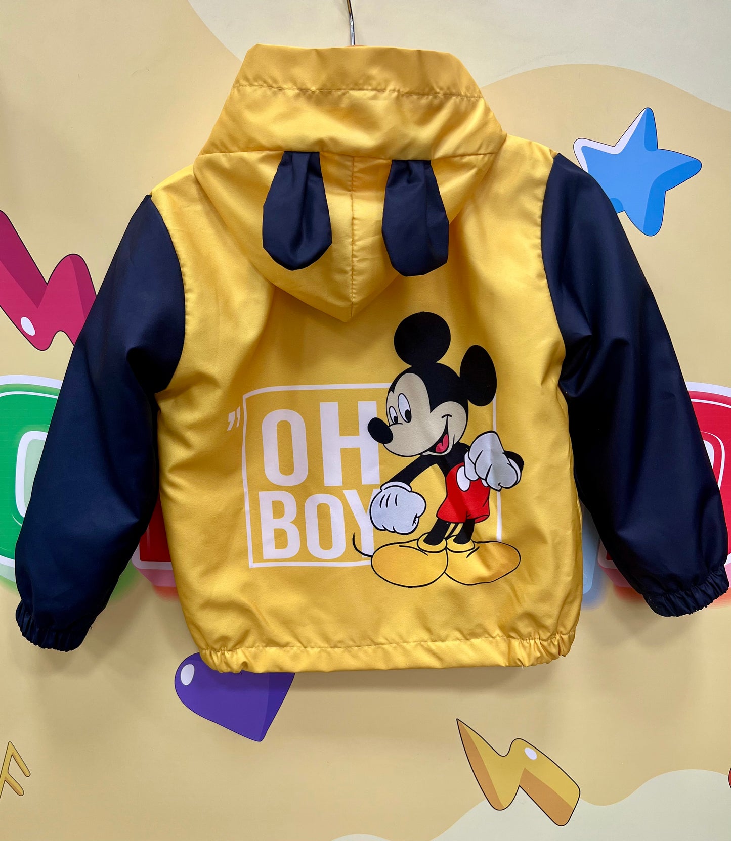 Детско яке Mickey Mouse – жълто с качулка