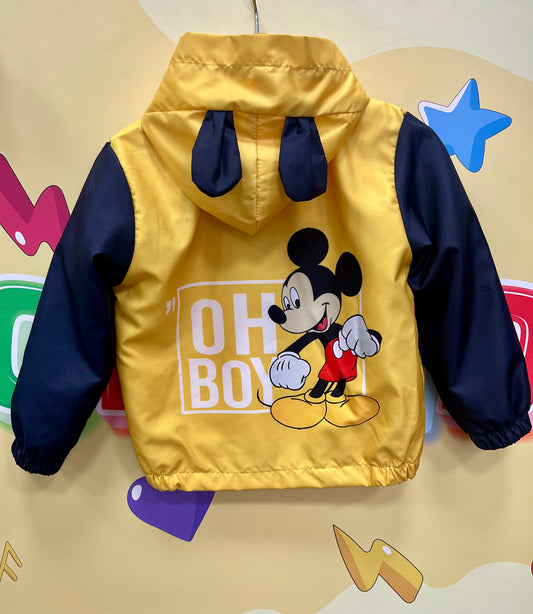 Детско яке Mickey Mouse – жълто с качулка