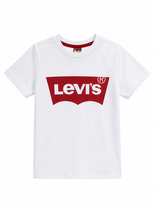 Детска тениска Levi’s с червено лого – бяла