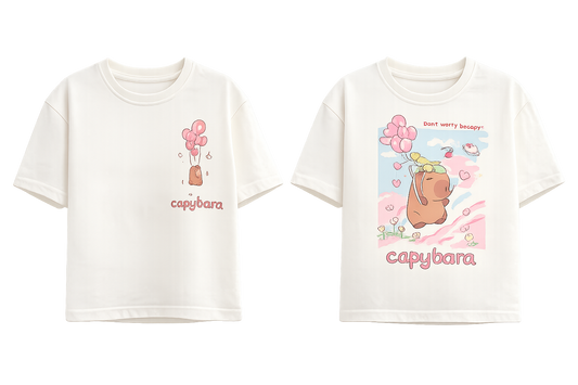 Детска тениска Capybara за момиче – бяла
