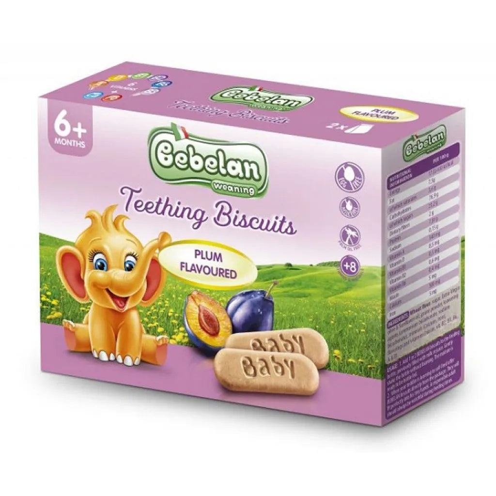 Bebelan Teething Biscuits – Бебешки бисквити за никнене на зъбки с вкус на слива (6+ месеца)