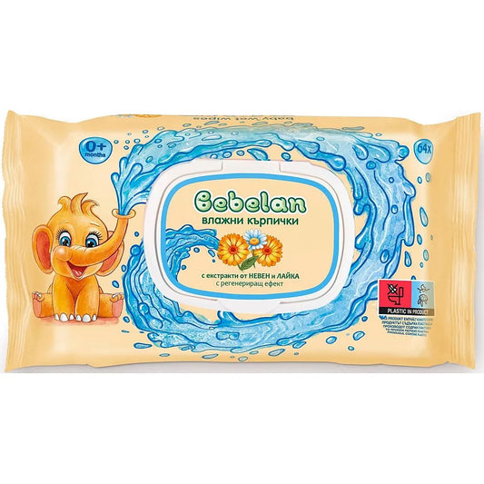 Bebelan влажни кърпички с екстракти от невен и лайка – 64 бр.