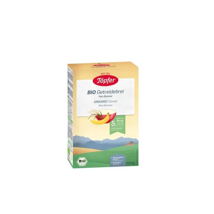 Töpfer БИО оризова каша с банан – 175 г (5+ месеца)