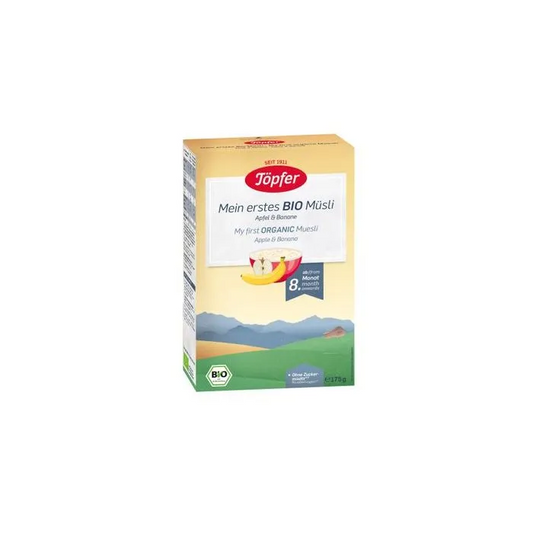 Töpfer Моето първо БИО мюсли с ябълка и банан – 175 г (8+ месеца)