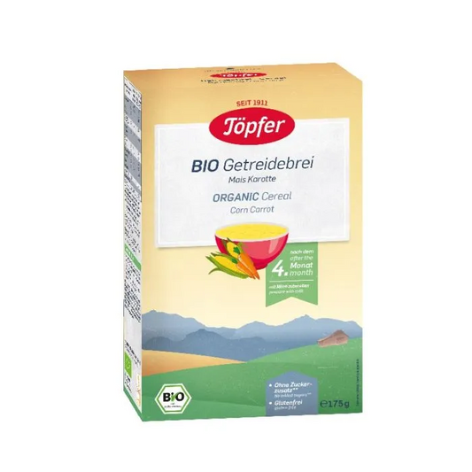 Töpfer БИО зърнена каша с царевица и морков – 175 г (4+ месеца)