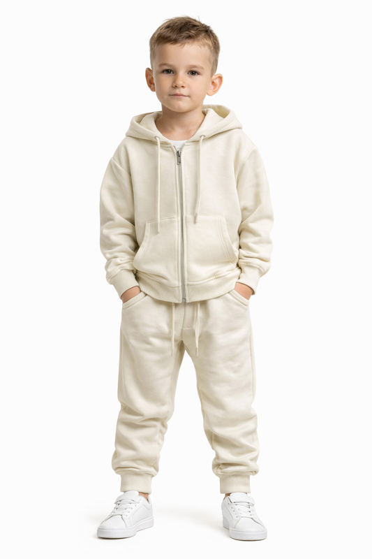 Детски спортен комплект с качулка – суитшърт с цип и панталон