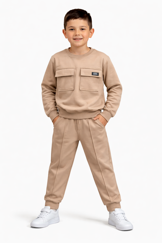 Детски спортно-елегантен комплект – блуза и панталон с ръб