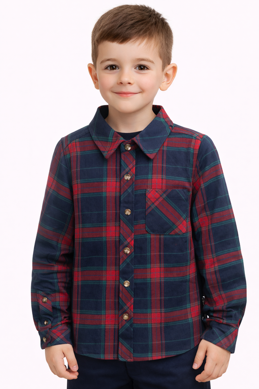 Детска карирана риза с дълъг ръкав