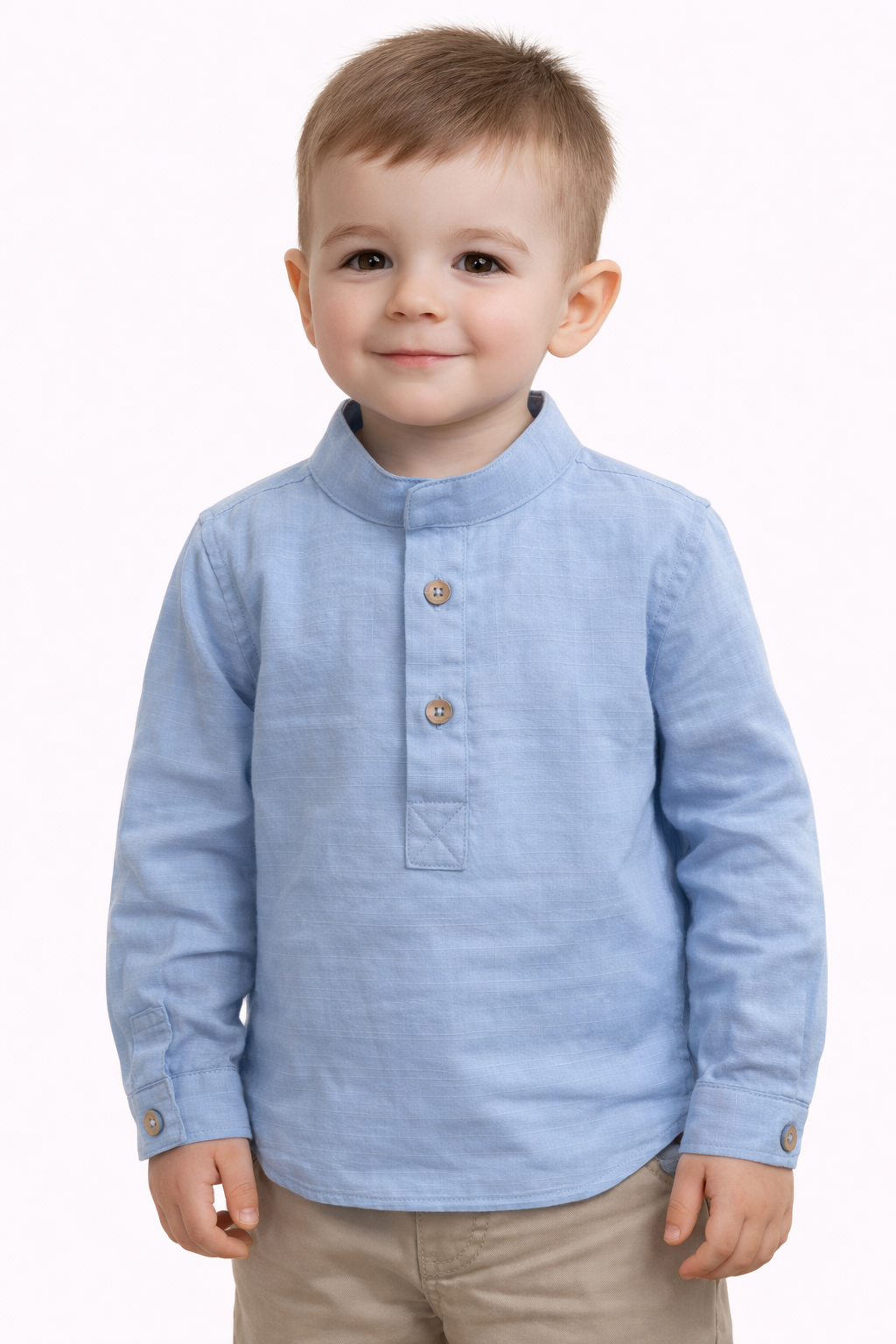 Детска риза с дълъг ръкав – светлосиня