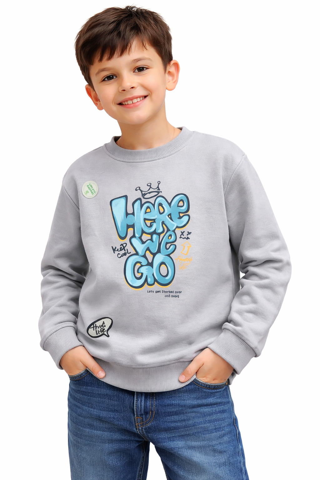 Детска блуза „Here We Go“ – сива