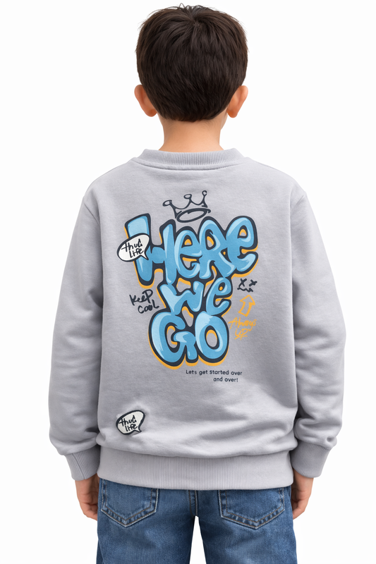 Детска блуза „Here We Go“ – сива