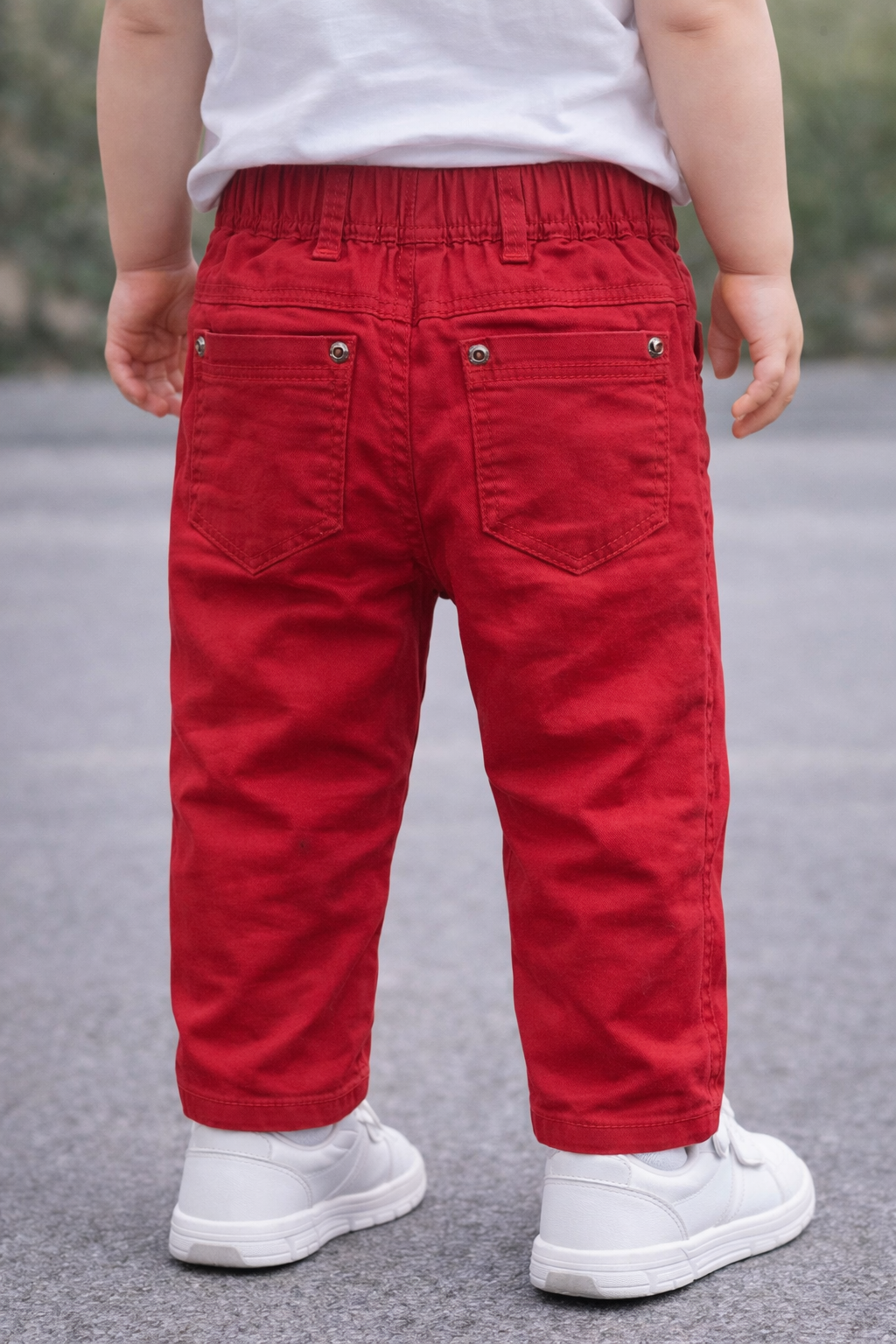 Детски панталон с ластик – червен