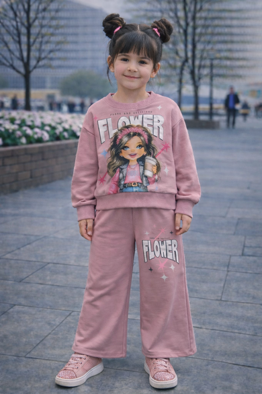 Детски комплект Flower – блуза и панталон тип чарлстон