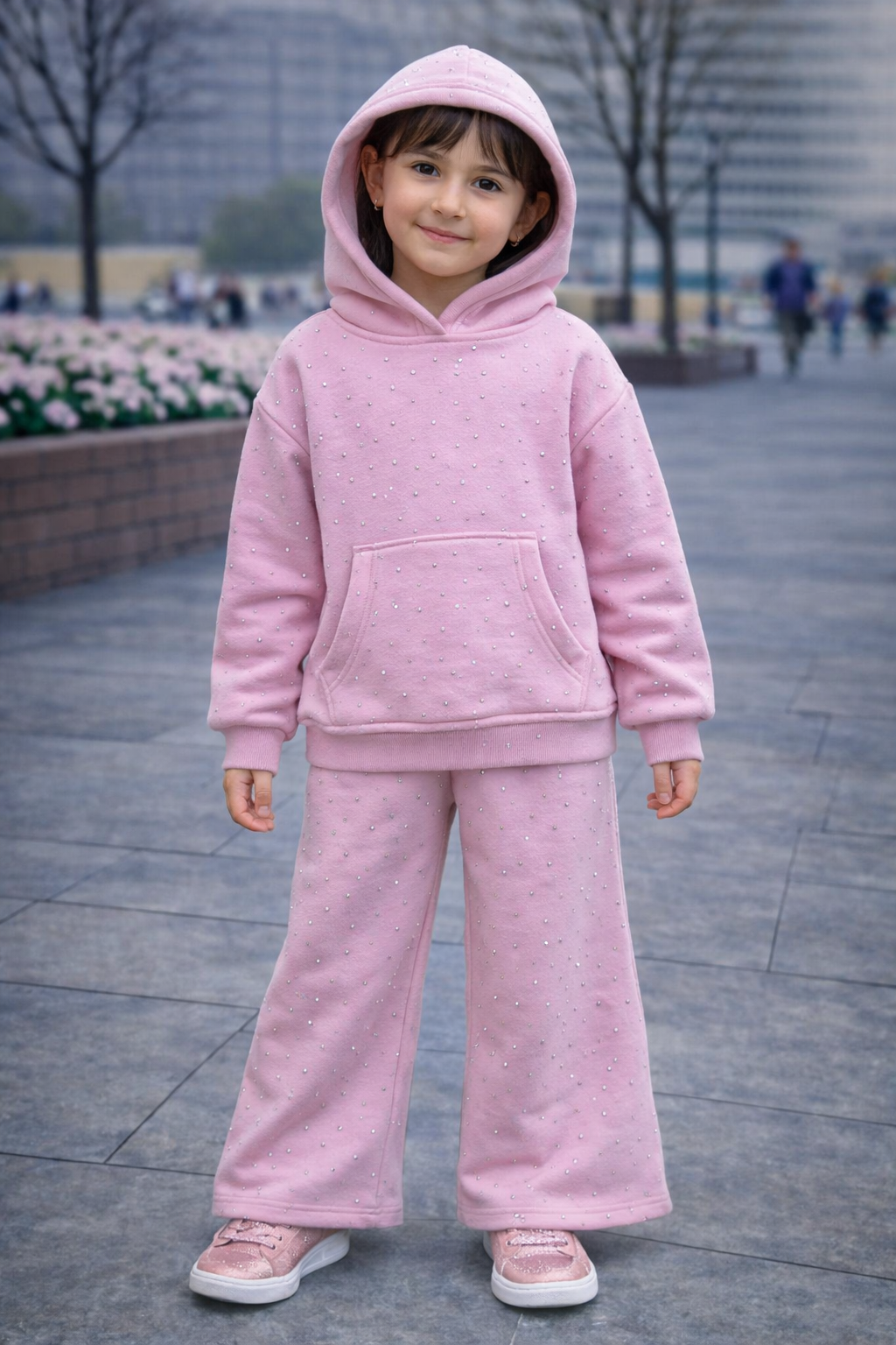 Детски спортен комплект с камъчета – розов