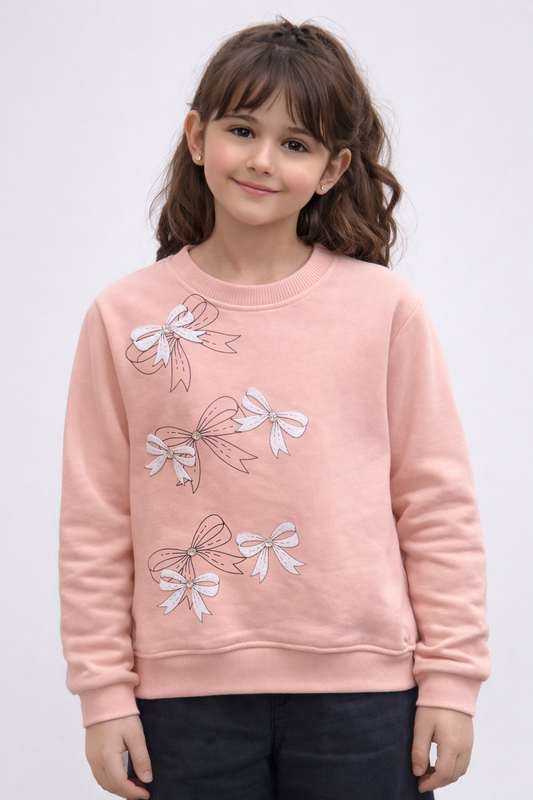 Ватирана блуза за момиче с декоративни панделки