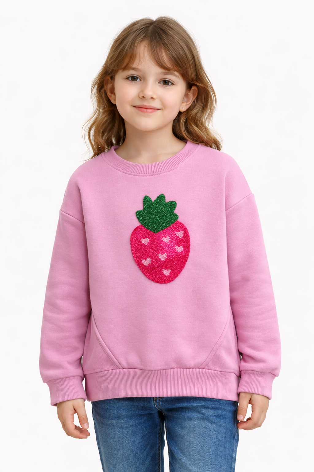 Детска блуза за момиче с бродерия ягода