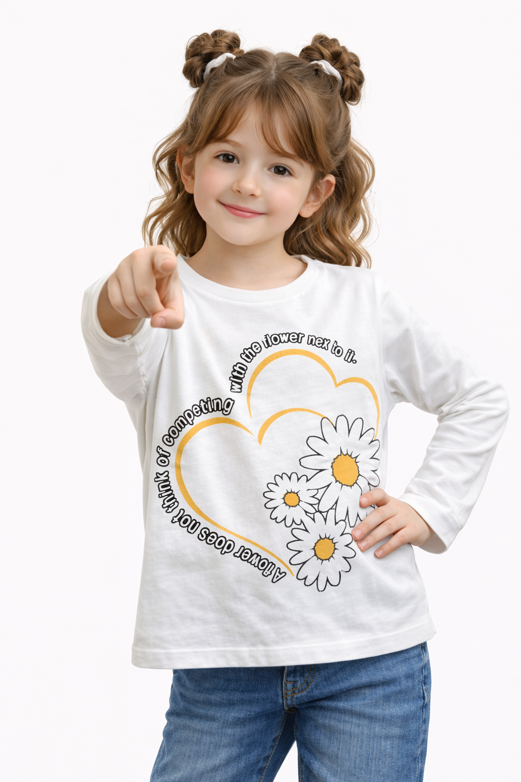 Детска блуза за момиче с принт цветя