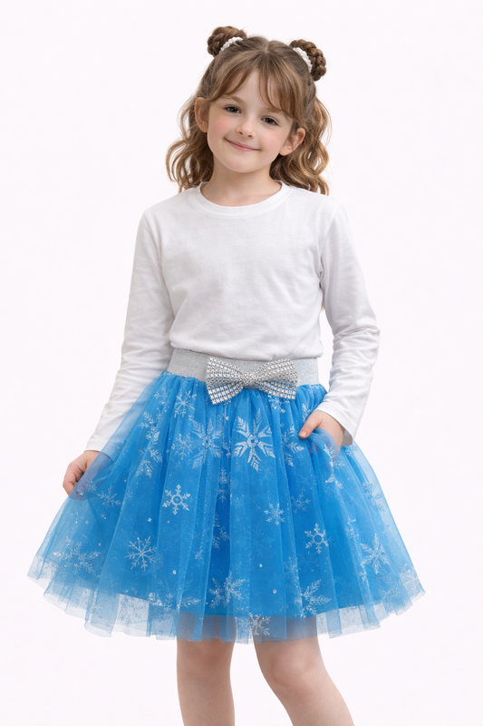 Детска тюлена пола „Снежна принцеса“ в син цвят