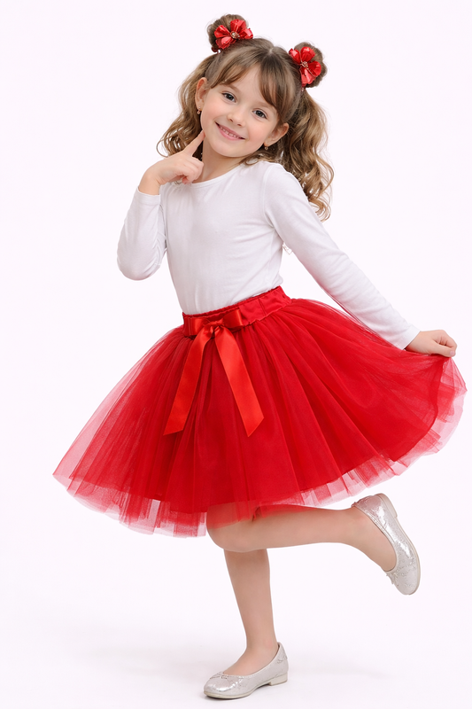 Детска туту пола „Червена принцеса“ с панделка