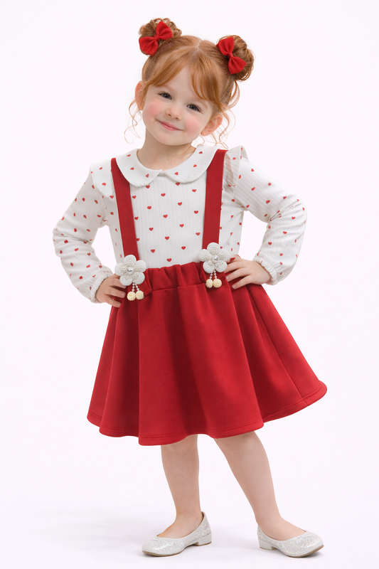 Детска рокля с тиранти и сърчица „Sweet Love“