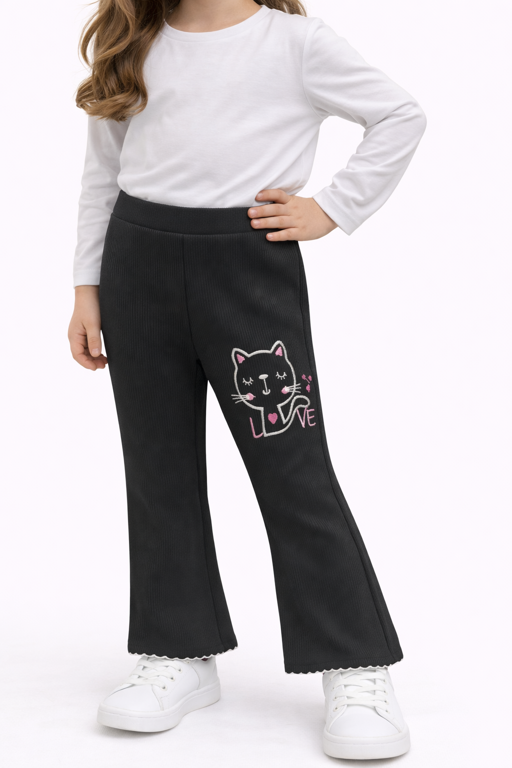 Детски рипс клин за момиче с бродерия коте