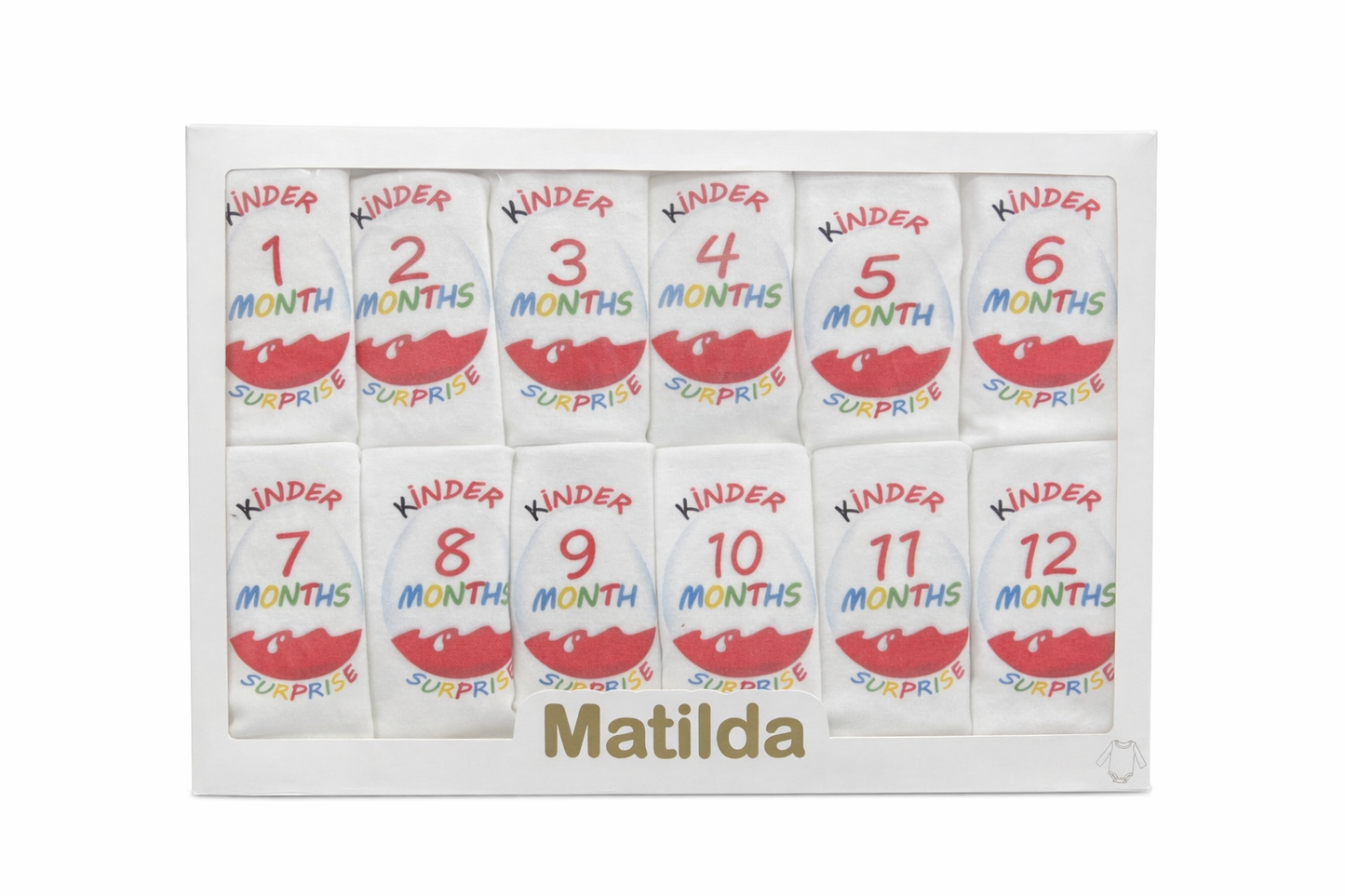 Комплект бебешки бодита „Месеци“ (1–12 месеца)