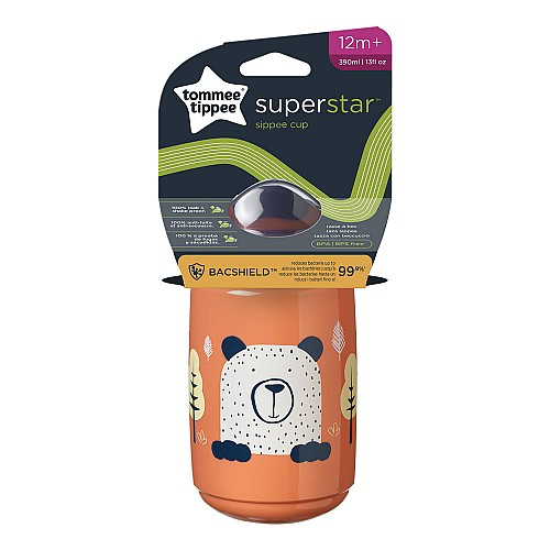 Неразливаща се чаша с твърд накрайник SuperStar Sippee Cup, с антибактериално покритие Bacshield, 390 мл, 12м+, оранжева