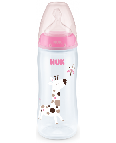 NUK First Choice шише 300мл, розово, 0-6 месеца