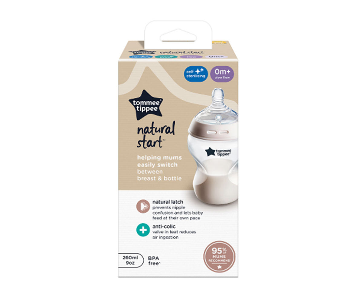 Самостерилизиращо се бебешко шише Tommee Tippee Natural Start - 0 м+, 150 ml