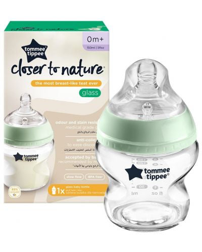 Бебешко стъклено шише Tommee Tippee Easi Vent - 150 ml, с биберон 1 капка