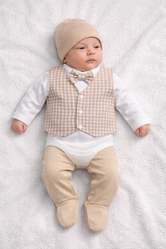 Бебешки комплект боди, елек и ританки – българско производство