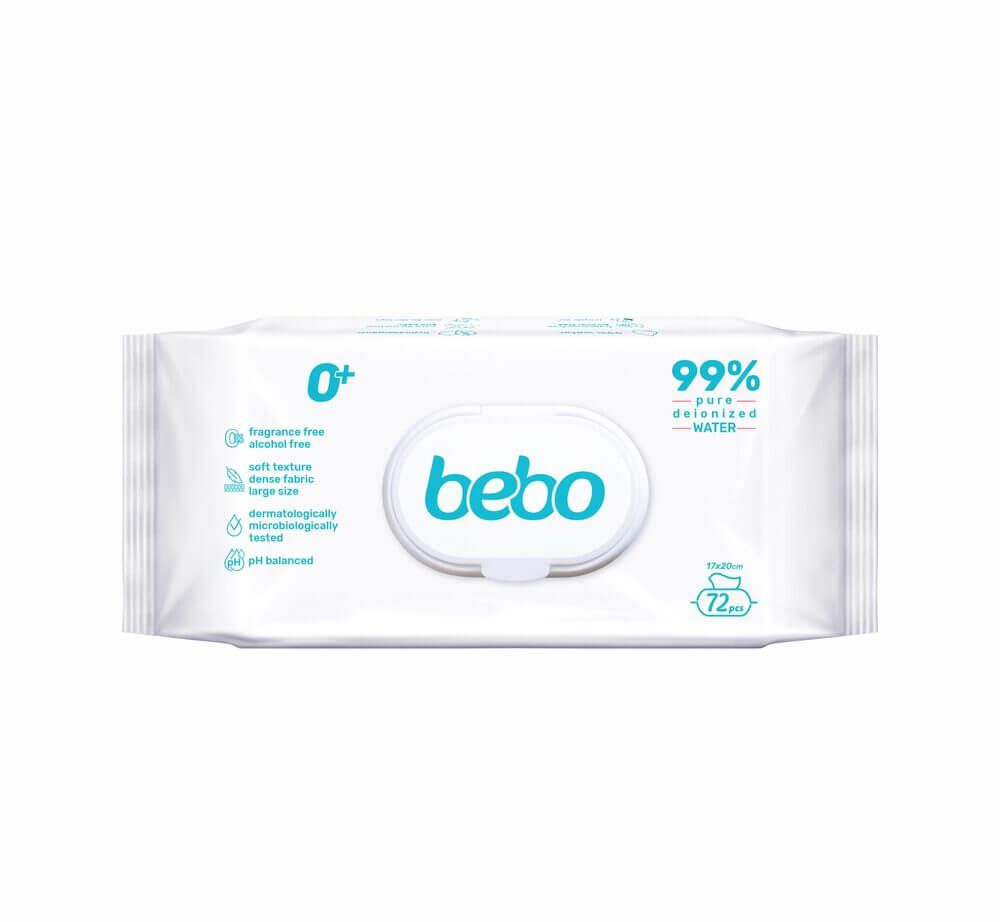 BEBO Бебешки мокри кърпички 0+ – 72 броя
