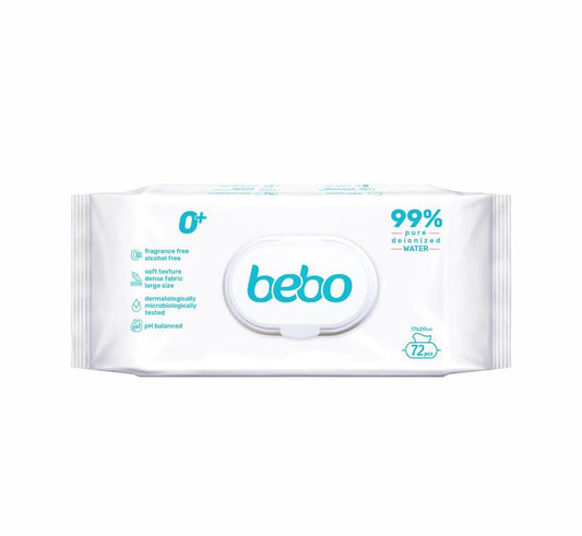 BEBO Бебешки мокри кърпички 0+ – 72 броя