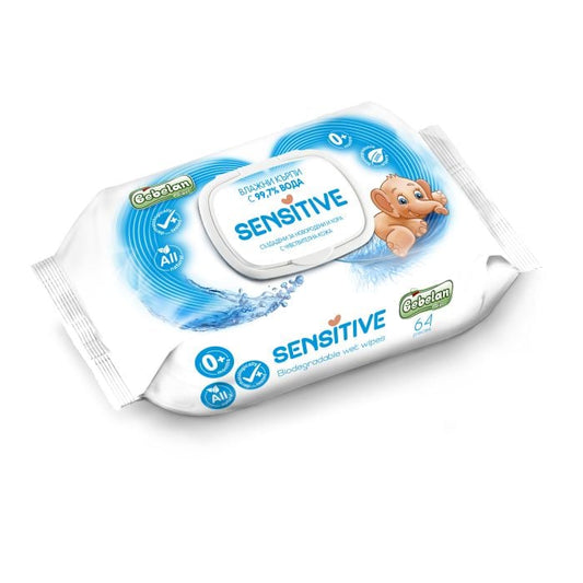 BEBELAN SENSITIVE Бебешки мокри кърпи 99.7% вода, 64 бр