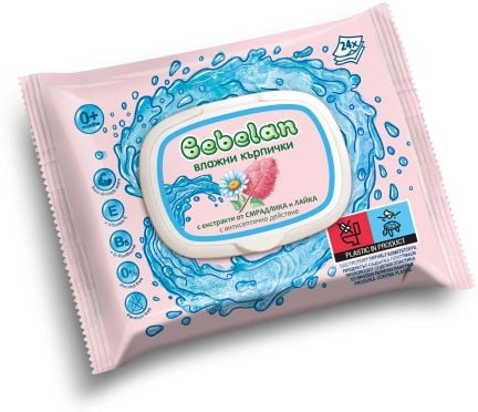 Влажни кърпи Bebelan - Смрадлика и Лайка, 24 броя