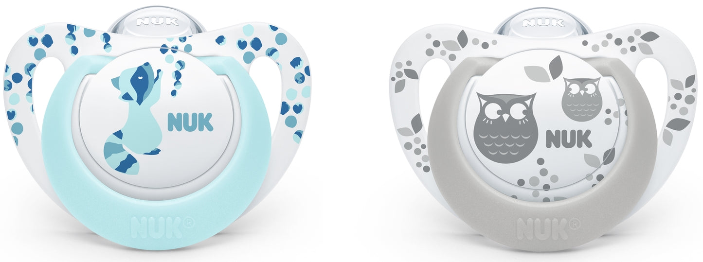 Силиконови залъгалки Nuk - Genius, 6-18 месеца, 2 броя, за момче, с кутийка