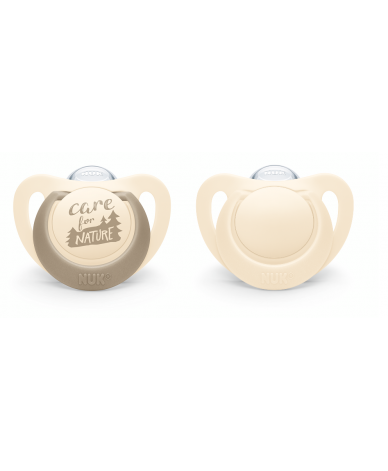 Силиконови залъгалки NUK for Nature - Крем,сив  18-36 месеца, 2 броя