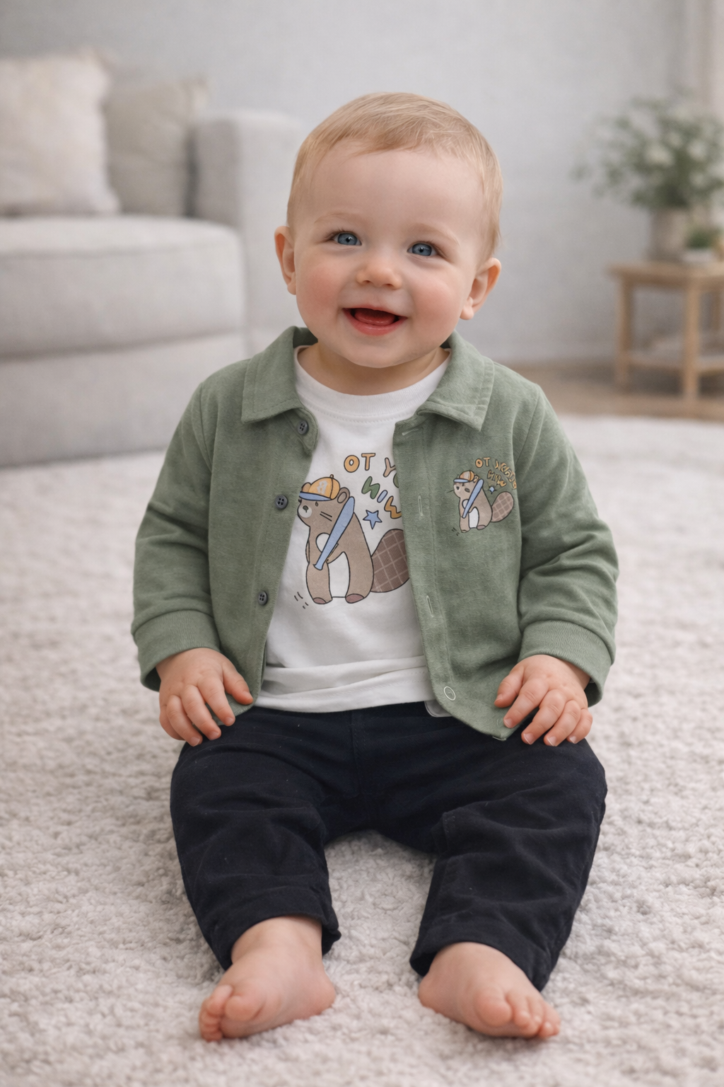 Детски комплект от три части с риза и панталон